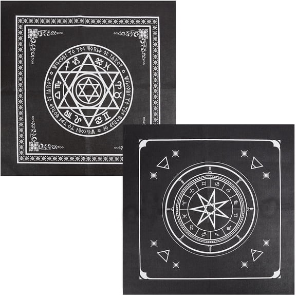 2 Sheets 2 Style Non-Woven Fabric Tarot Tablecloth for Divination Tarot Card Pad 12 Constellations Pendulum Tablecloth Mixed Patterns