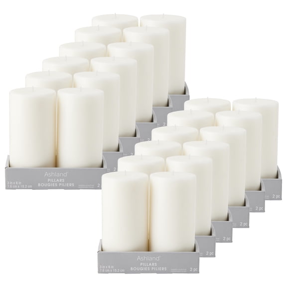 2 Sheets (24 Total) White Pillar Candle Pair by Ashland - Bulk 12 Pack