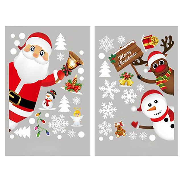 2 Sheets 38Pcs Christmas Stickers Christmas Window Decorations Clings