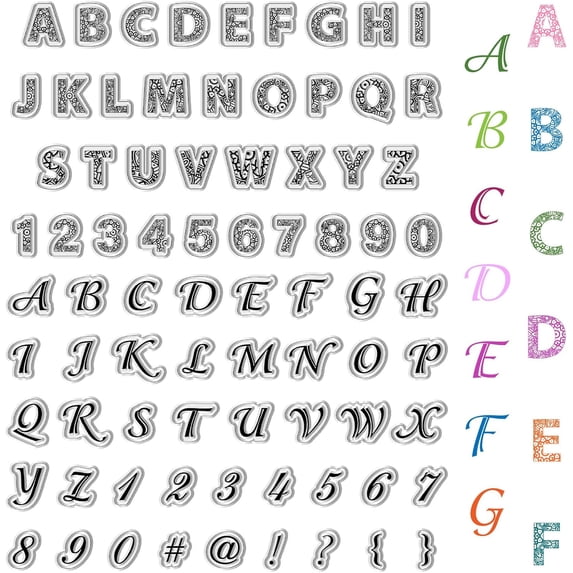2 Sheets A-Z Letter 0-9 Number Clear Rubber Stamps Alphabet Vintage Reusable Transparent Silicone Stamp Seals for Journaling Card Making Scrapbooking Photo Album Decorative DIY