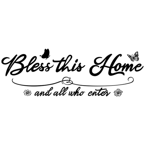 2 Sheets Blessed Stickers 2 Styles Home Entryway Letter Stickers Pure Black Vinyl Wall Decal for Room Entryway Family Home DecorationDIY