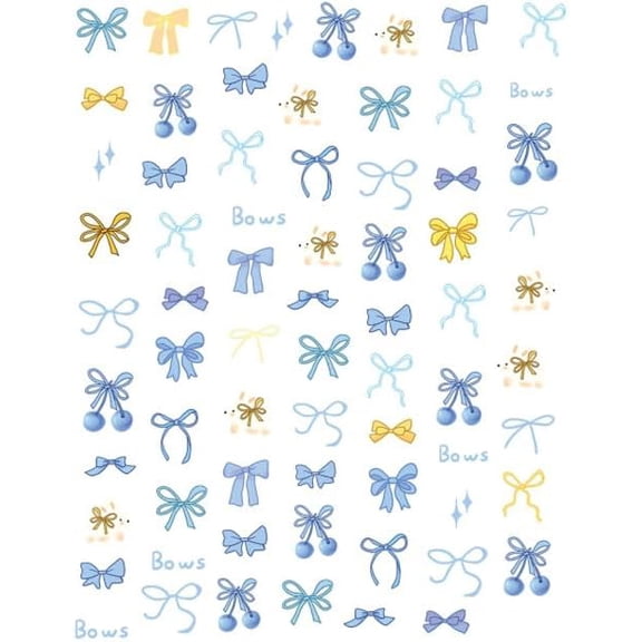 2 Sheets Bowknot Self Adhesive Nail Art Stickers Decals Nail Art Decoration Steel Blue Steel Blue