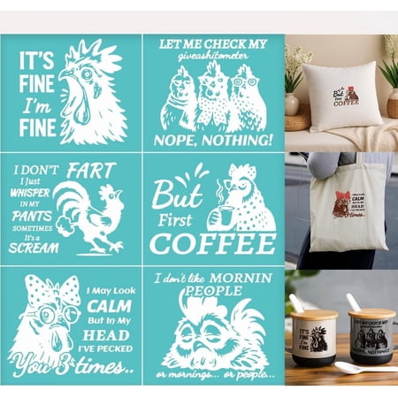 2 Sheets Chook Silk Screen Stencil Humorous Chicken Reusable Stencils Templates Self-Adhesive Silk Screen Printing