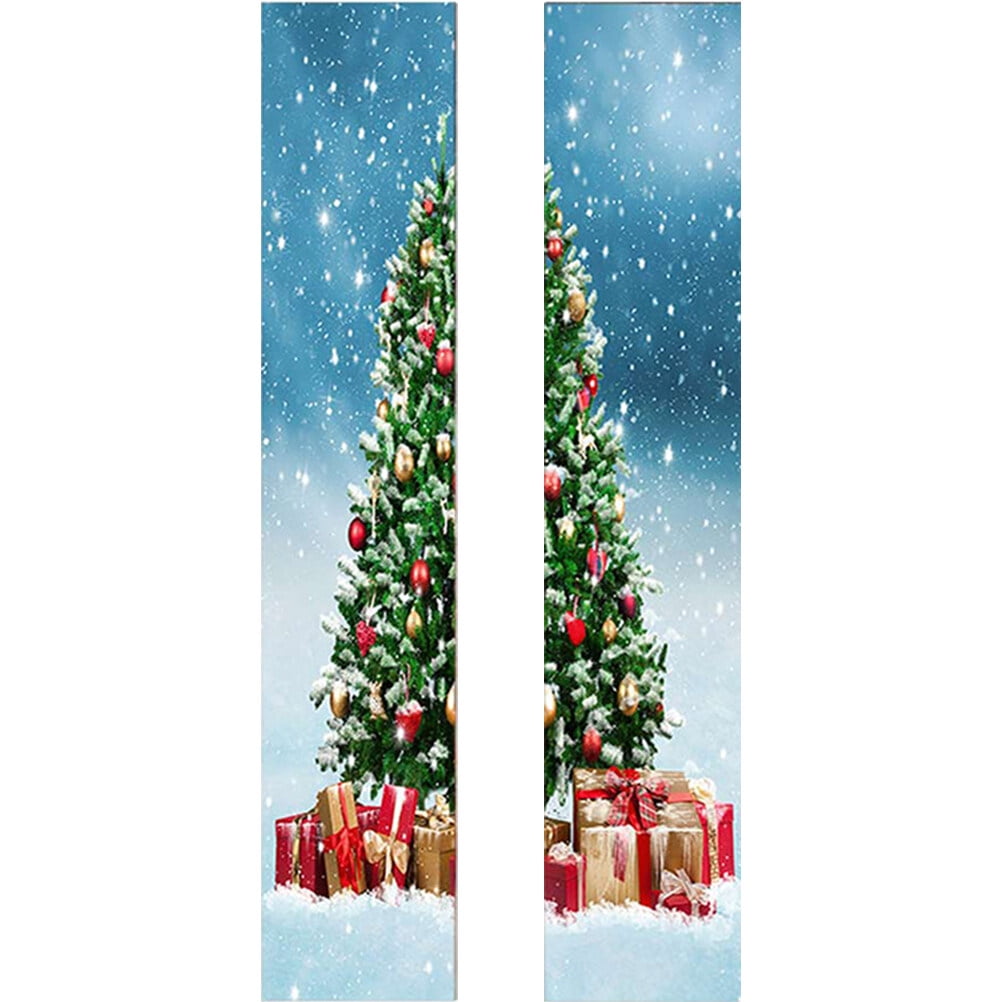 2 Sheets Christmas Tree Decoration Sticker Showcase Decal Sticker Christmas Door Decorations