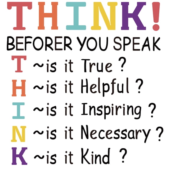 2 Sheets Colorful PVC Wall Stickers Think Before You Speak Vinyl Wall Decor Inspirational Motivational Quotes Wall Decals Removeable Wall Decor