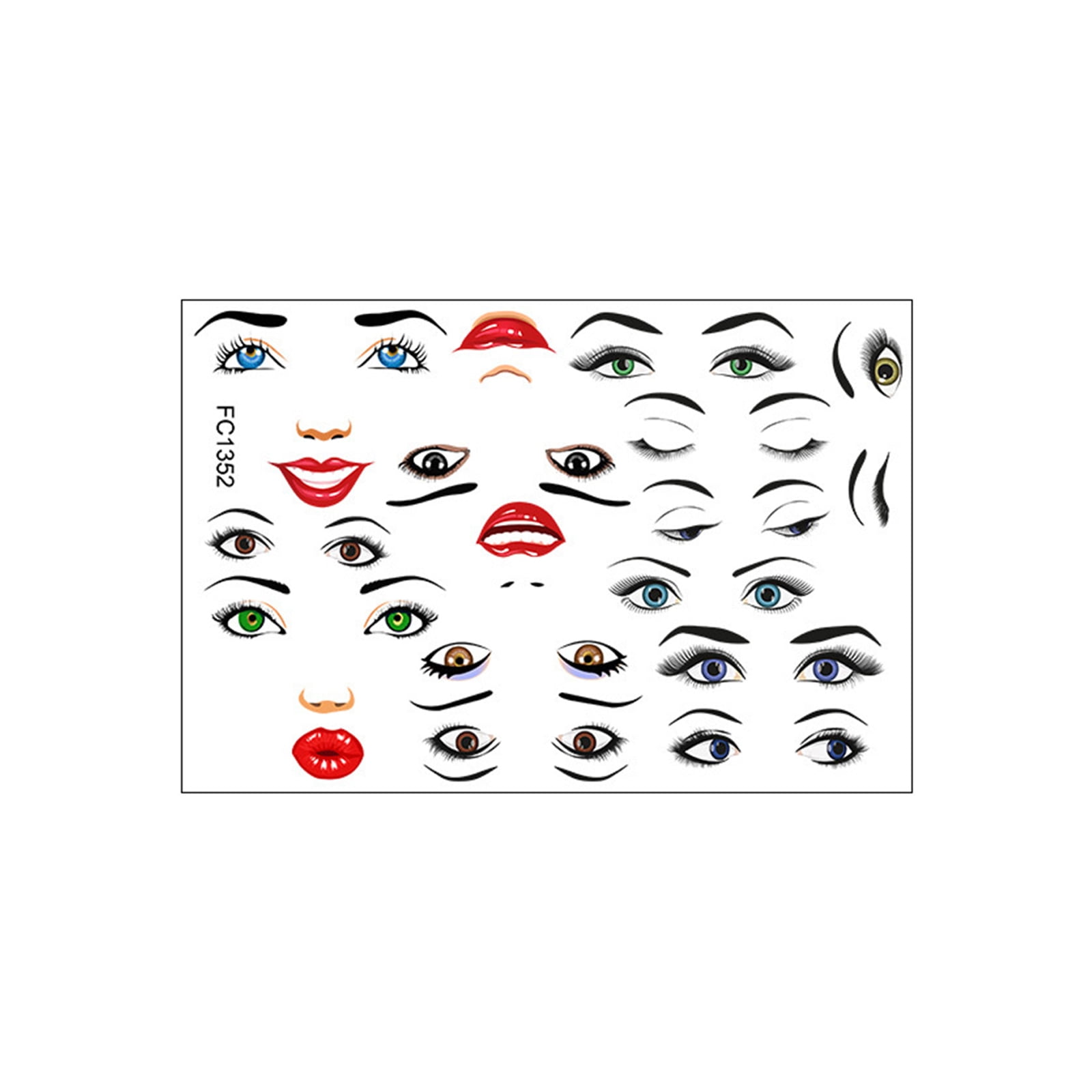 2 Sheets Creative Face Sticker Lips Mouth Eyes Eyebrows Nose Stickers ...
