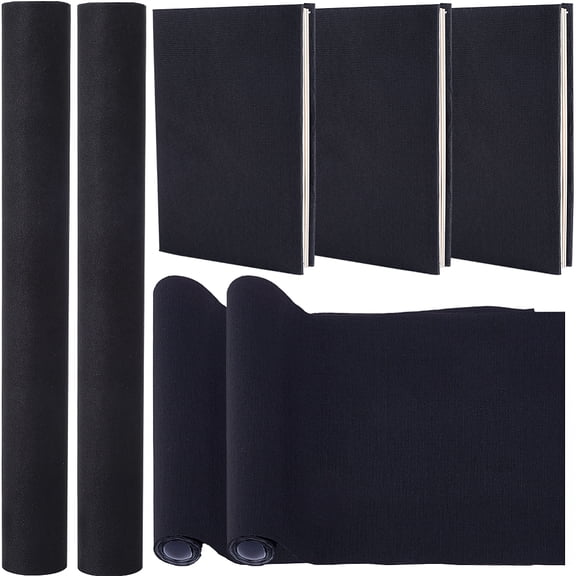 2 Sheets DIY Imitation Leather Fabric with Paper Back for Book Binding Velvet Box Making Black 300x130mm for DIY