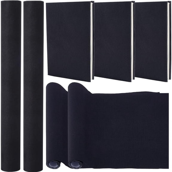 2 Sheets DIY Imitation Leather Fabric with Paper Back for Book Binding Velvet Box Making Black 300x130mm