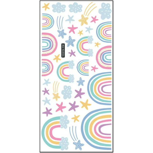 2 Sheets Decor Stickers Rainbow Wallpaper Glow The Dark Decals for Girl