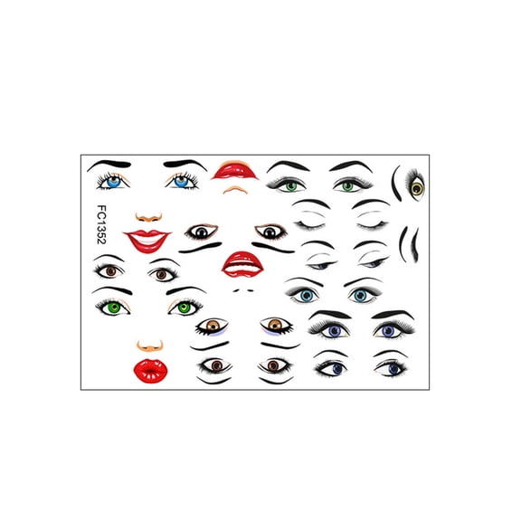 2 Sheets Face Sticker for Water Bottle Flower Pots Books Facials Stickers Faces Expression Sticker Eyes Nose Stickers