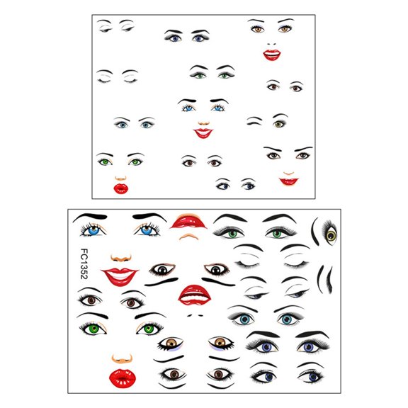 2 Sheets Faces Sticker Face Expression Sticker Decorative Sticker Faces Expression Sticker for Cup