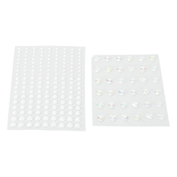 2 Sheets False Pearl Sticker Self Adhesive Heart Shaped Rhinestone Sticker for Face Decoration