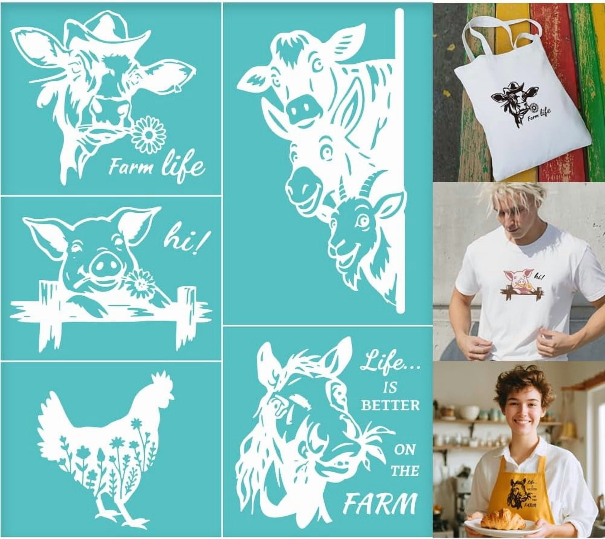 2 Sheets Farm Animals Silkscreen Stencil Humorous Pig Cow Chicken Sheep  Reusable Stencils Templates Self-Adhesive Silk Screen Printing - Walmart.com, image size:2002x1782