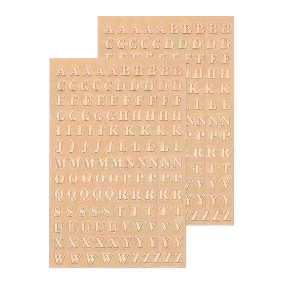 2 Sheets Letter Resin Stickers 3D Small A to Z Rose Gold Alphabet Sticker Metallic Alloy Uppercase for Resin Nail 3mm