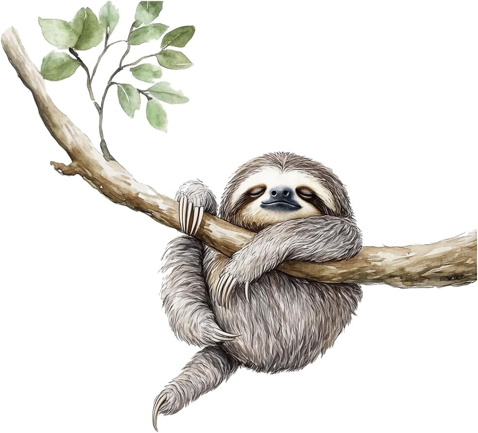 2 Sheets Little Sloth Wall Decal Nursery Animal Wall Sticker Removable Peel and Stick Wall Art Decor Stickers for Classroom Living Room Playing Room Bedroom