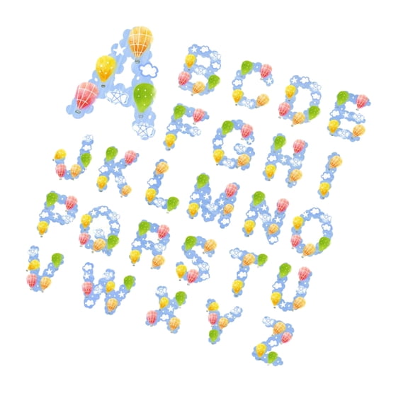 BESTOYARD Chic Hot Air Balloon Wall Decal Alphabet Wallpaper Assorted Color Easy Apply Remove