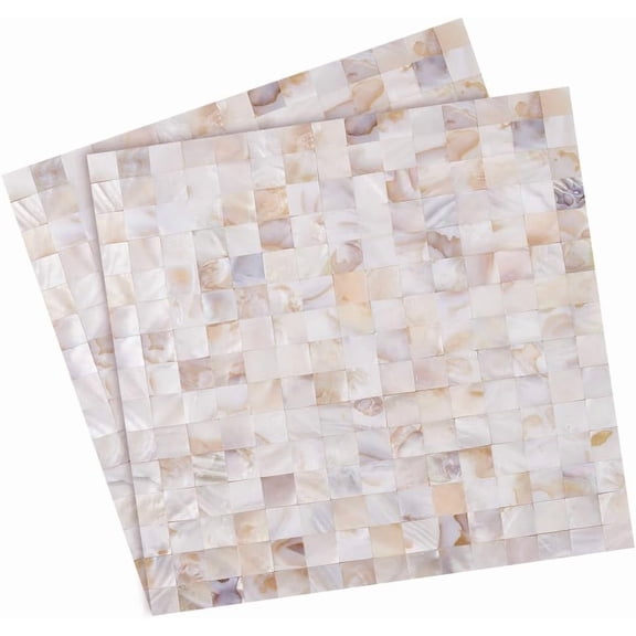 2 Sheets Mother of Pearl Peel and Stick Backsplash Mosaic Shell Renter Friendly Backsplash Self Stick Paper Wall Tiles for Kitchen Bathroom Bedroom Wall Art Decor 11.8inch(30cm) Mixed Color