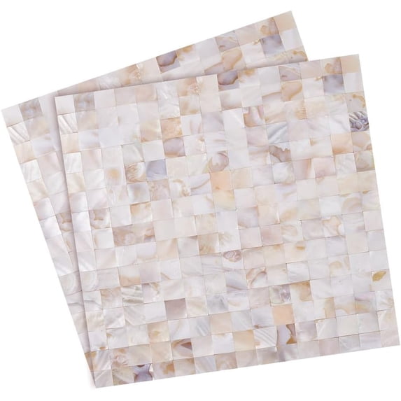 2 Sheets Mother of Pearl Peel and Stick Backsplash Mosaic Shell Renter Friendly Backsplash Self Stick Paper Wall Tiles