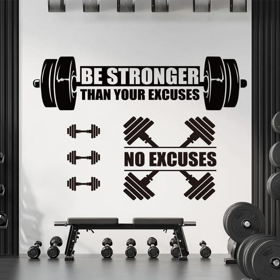 2 Sheets Motivational Wall Stickers Be Stronger Than Your Excuses Inspirational Positive Quote Wall Decals Peel and Stick Positive Sayings for Gym Bedroom Office Home Wall Decor