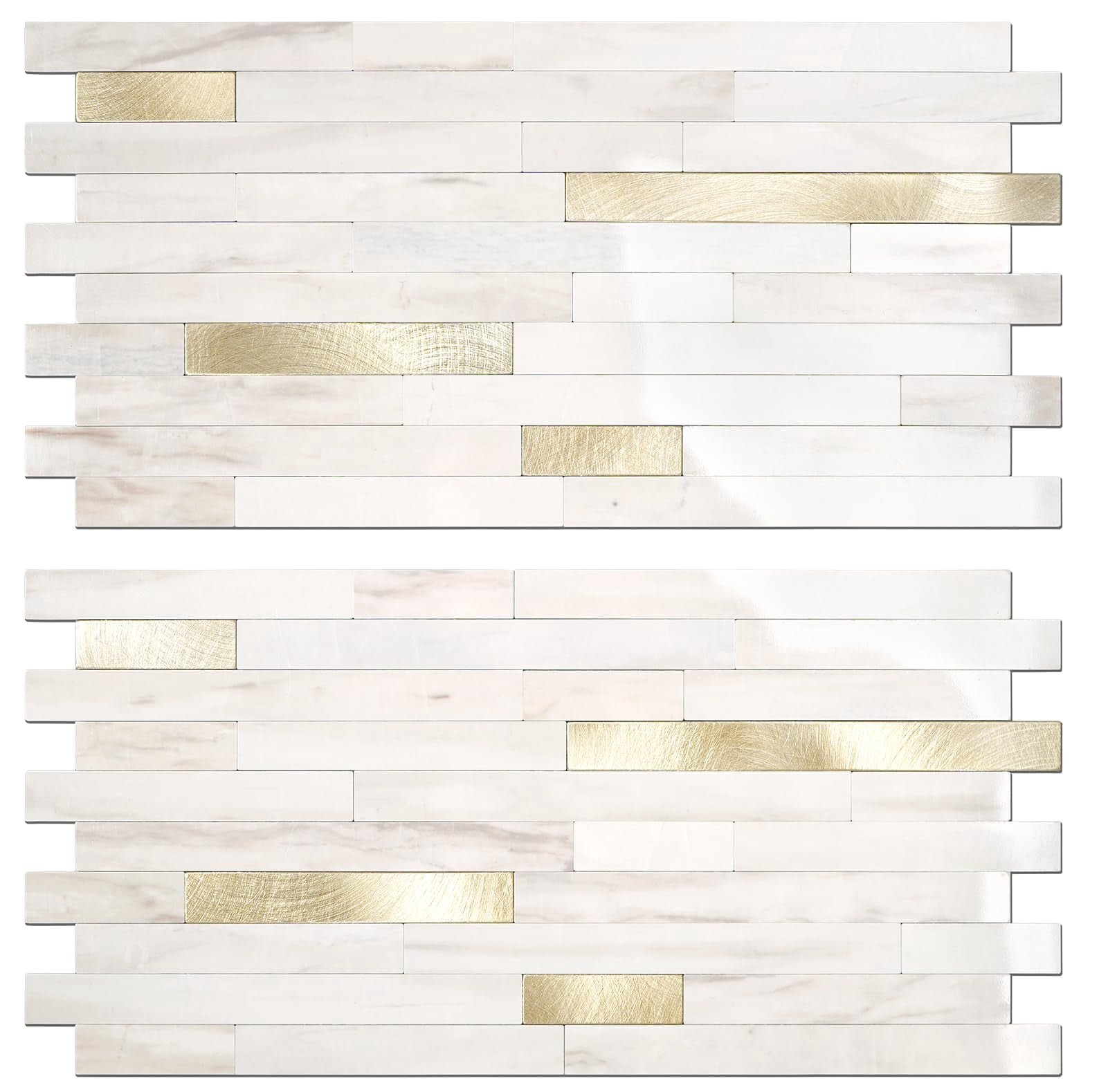 2 Sheets Peel And Stick Backsplash Tile  On For Kitchen Bathroom Glossy Eurasian Wood Grain Pvc Mixed Metal Self Adhesive Wall Tiles