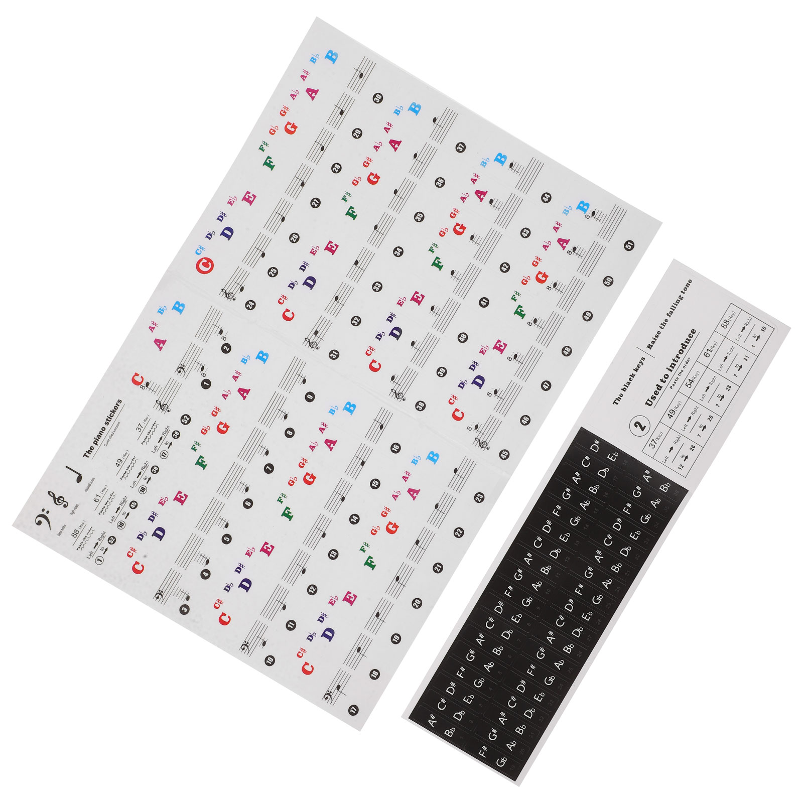 2 Sheets Piano Keyboard Sticker Electronic Decal Decals Stickers