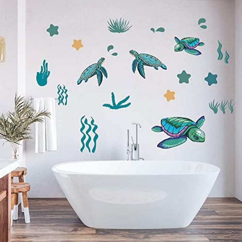 2 Sheets Sea Turtle Wall Decals, STONCEL Under The Sea Wall Sticker