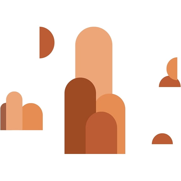 2 Sheets/Set Abstract Morandi Mountain Peak Sun Wall Decals Multi Color Modernist Wall Sticker Vinyl Decals Artistic Art Wall Decor