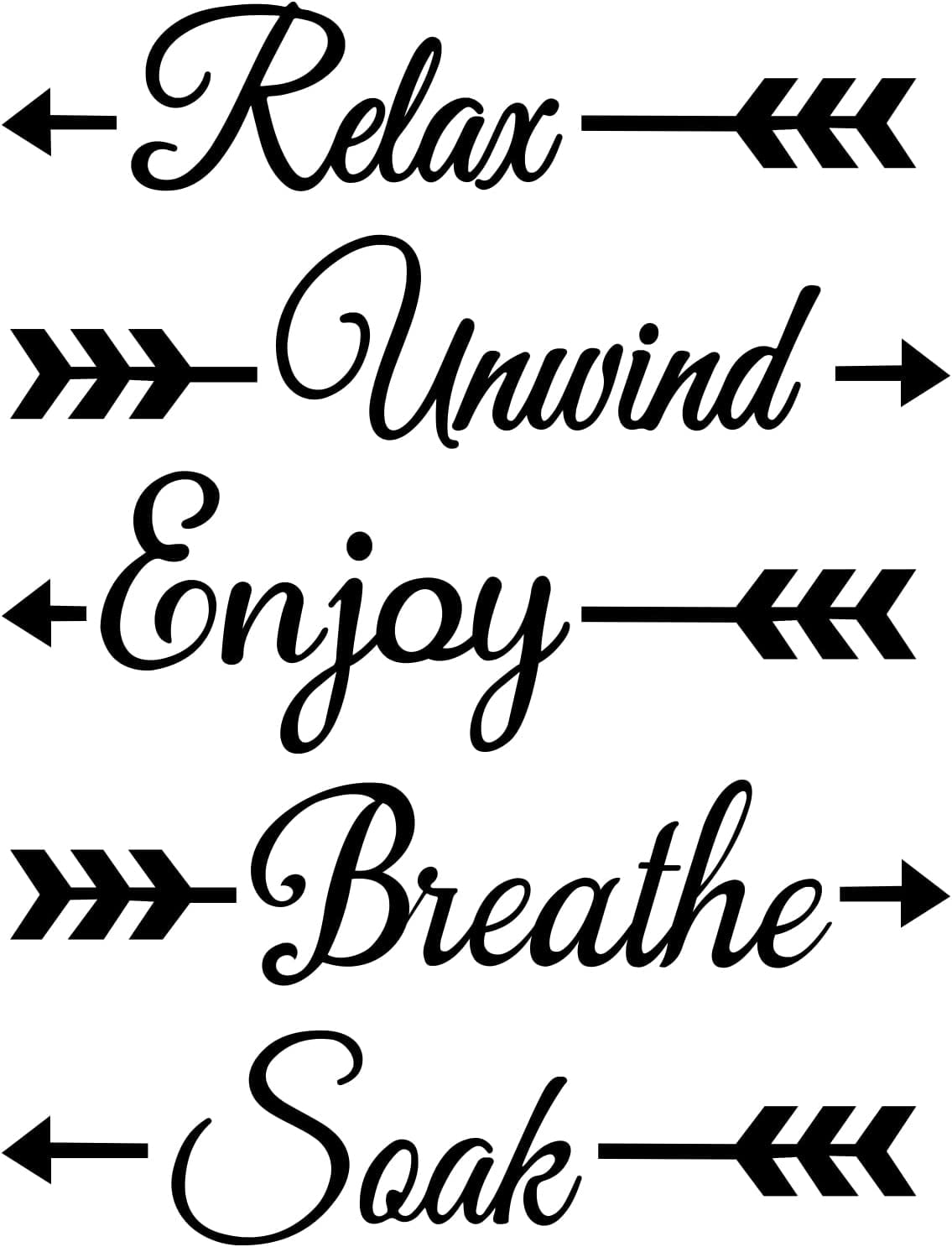 2 Sheets/Set Bathroom PVC Wall Sticker Relax, Enjoy, Unwind, Breathe ...
