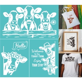 2 Sheets Silkscreen Stencil Fun Bull Printing Stencils Templates Reusable Self-Adhesive Silk Screen
