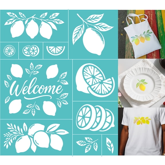 2 Sheets Silkscreen Stencil Lemon Printing Stencils Templates Reusable Self-Adhesive Silk Screen