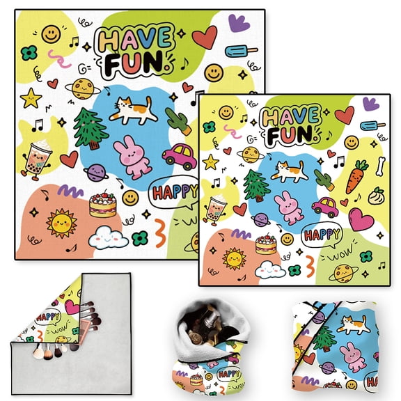 2 Sheets Travel Makeup Bags Self-Adhesive Magic Cloth Colorful Cartoon Cosmetic Bag Reusable Portable Lay Flat Cosmetic Pouch Protective Wrap