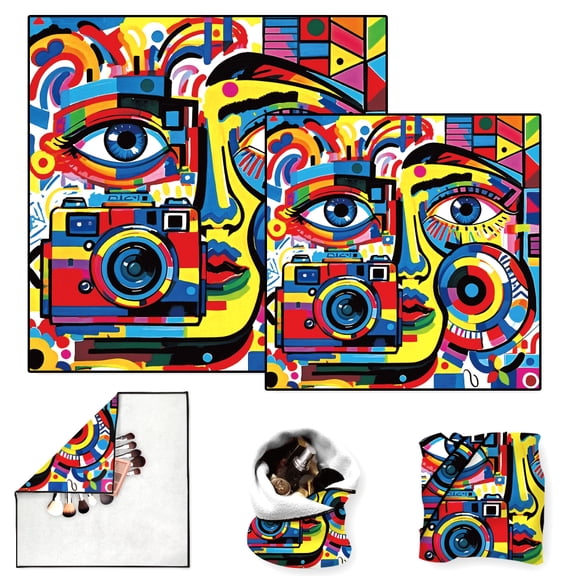 2 Sheets Travel Makeup Bags Self-Adhesive Magic Cloth Graffiti Face Camera Cosmetic Bag Reusable Portable Lay Flat Cosmetic Pouch Protective Wrap diy