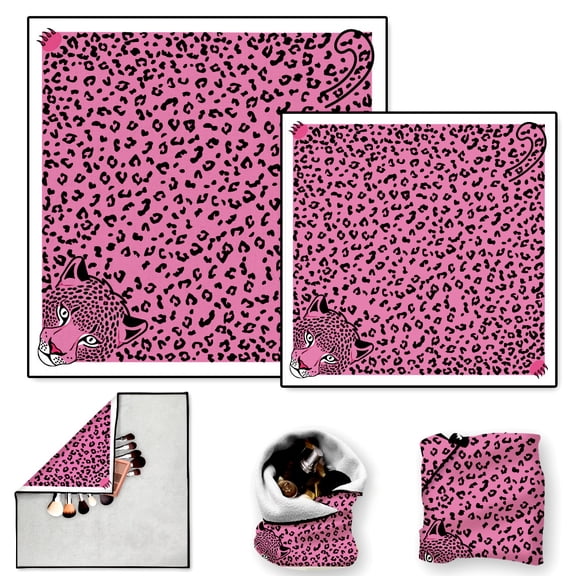 2 Sheets Travel Makeup Bags Self-Adhesive Magic Cloth Pink Leopard Print Cosmetic Bag Reusable Portable Lay Flat Cosmetic Pouch Protective Wrap