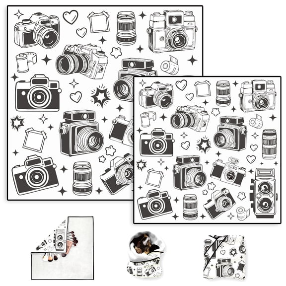 2 Sheets Travel Makeup Bags Self-Adhesive Magic Cloth Vintage Camera Cosmetic Bag Reusable Portable Lay Flat Cosmetic Pouch Protective Wrap