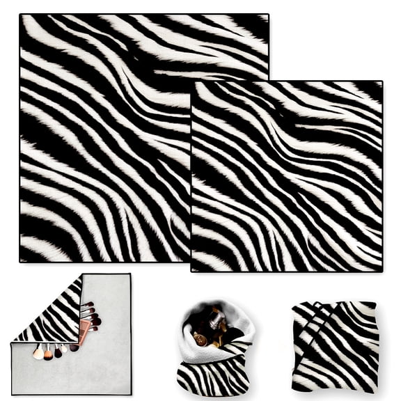 2 Sheets Travel Makeup Bags Self-Adhesive Magic Cloth Zebra Print Cosmetic Bag Reusable Portable Lay Flat Cosmetic Pouch Protective Wrap