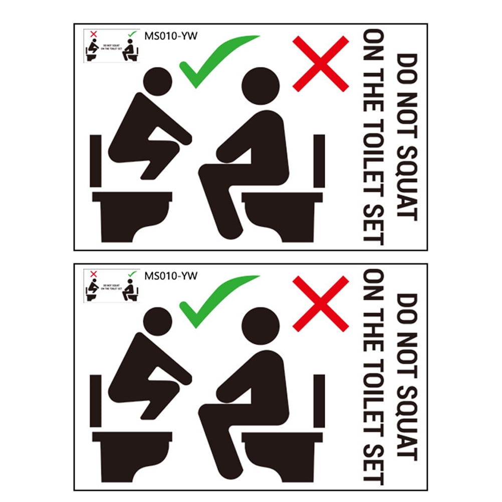 2 Sheets Warning Sign Toilet Seat Lid Stickers Bathroom Warning Decals