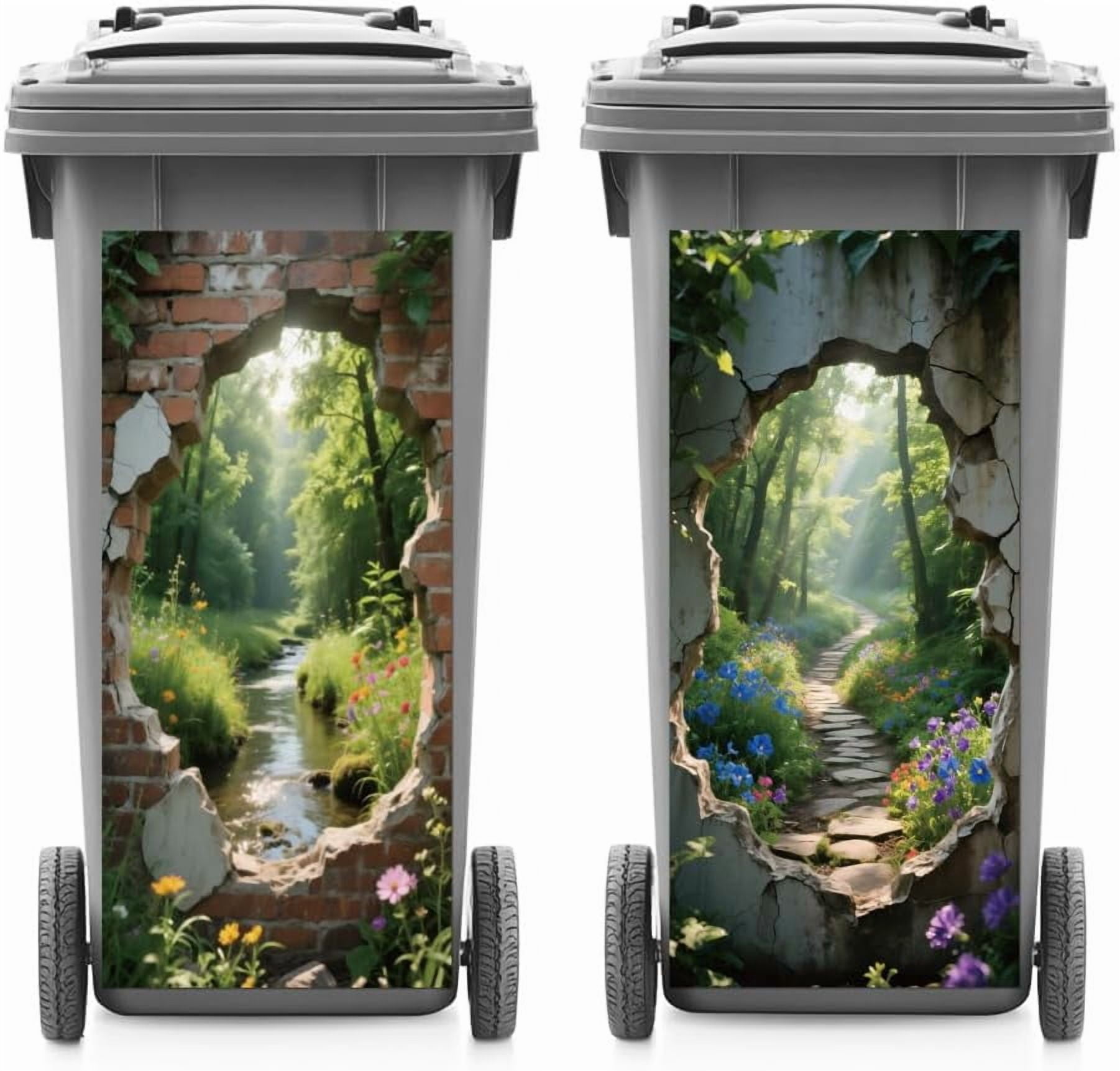 Sticker For Dustbin 2 Sheets Wheelie Bin Stickers Hole and Jungle Creek Waterproof Dustbin ...