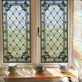 thumbnail image 1 of 2 Sheets Window Privacy Film Rainbow Film Stained Glass Static Cling Decorative Window Sticker for Bathroom,Front Door,Home Heat Control UV Blocking Non Adhesive,Diamond Grid, 17.7"x39.4", 1 of 5