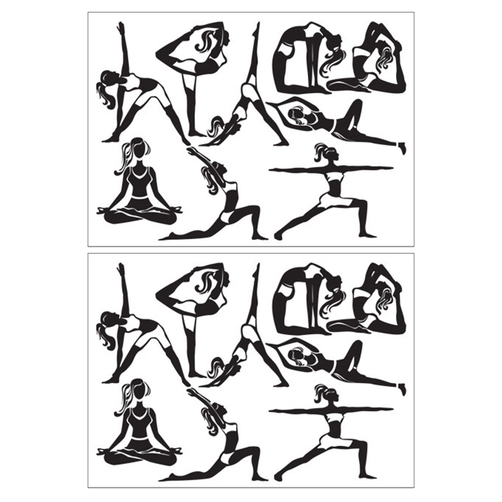 2 Sheets of Yoga Posture Stickers Decorative Yoga Decals Wall Art