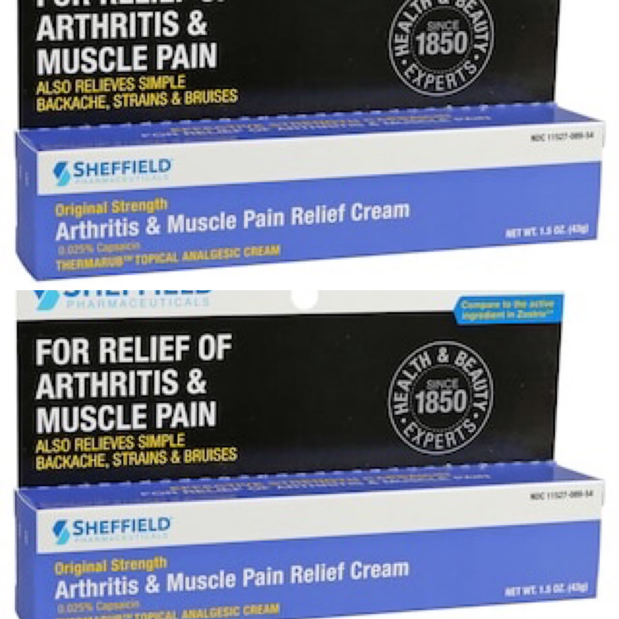 2 Sheffield's Arthritis Muscle Pain Relief Cream Rub 1.5 oz Each