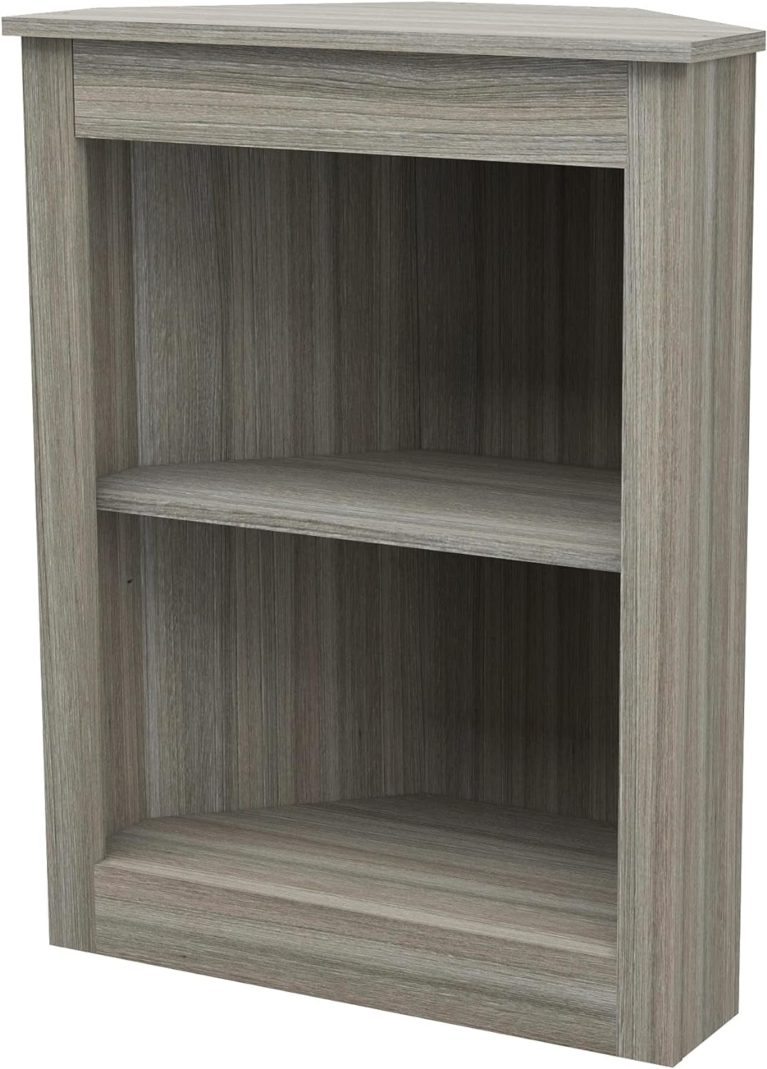 2Shelf Corner Bookcase, Gray Oak