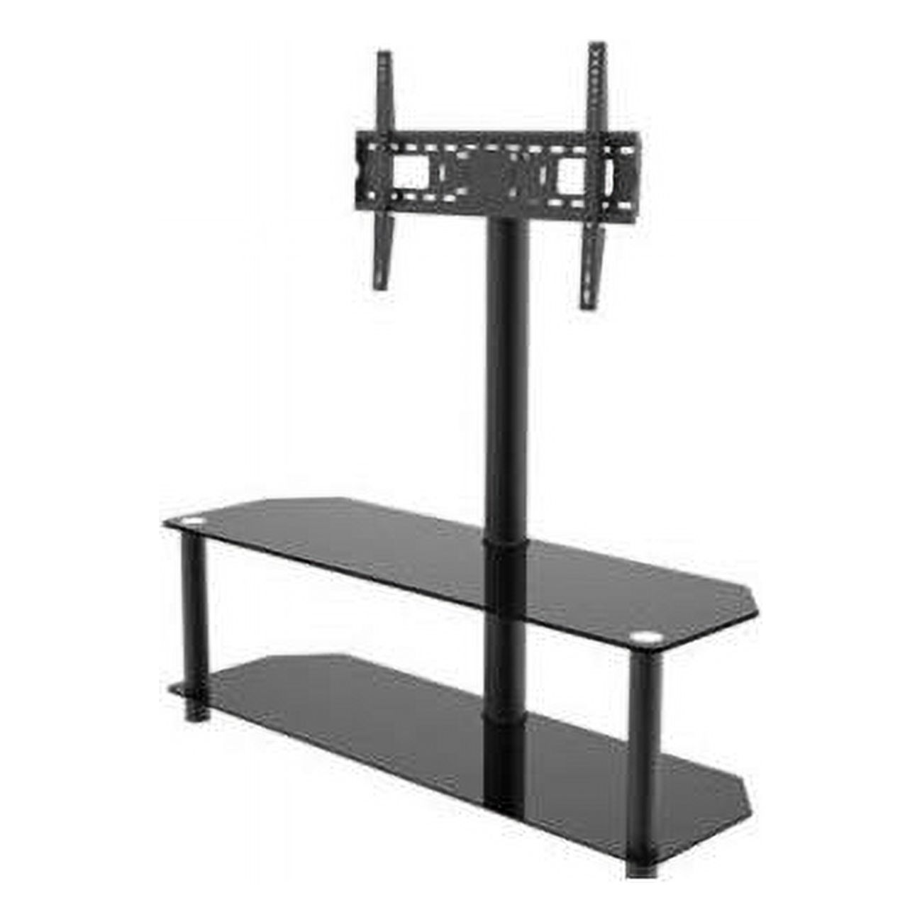 2 Shelf Glass & Metal TV Stand with Mount Supports Flat Panel