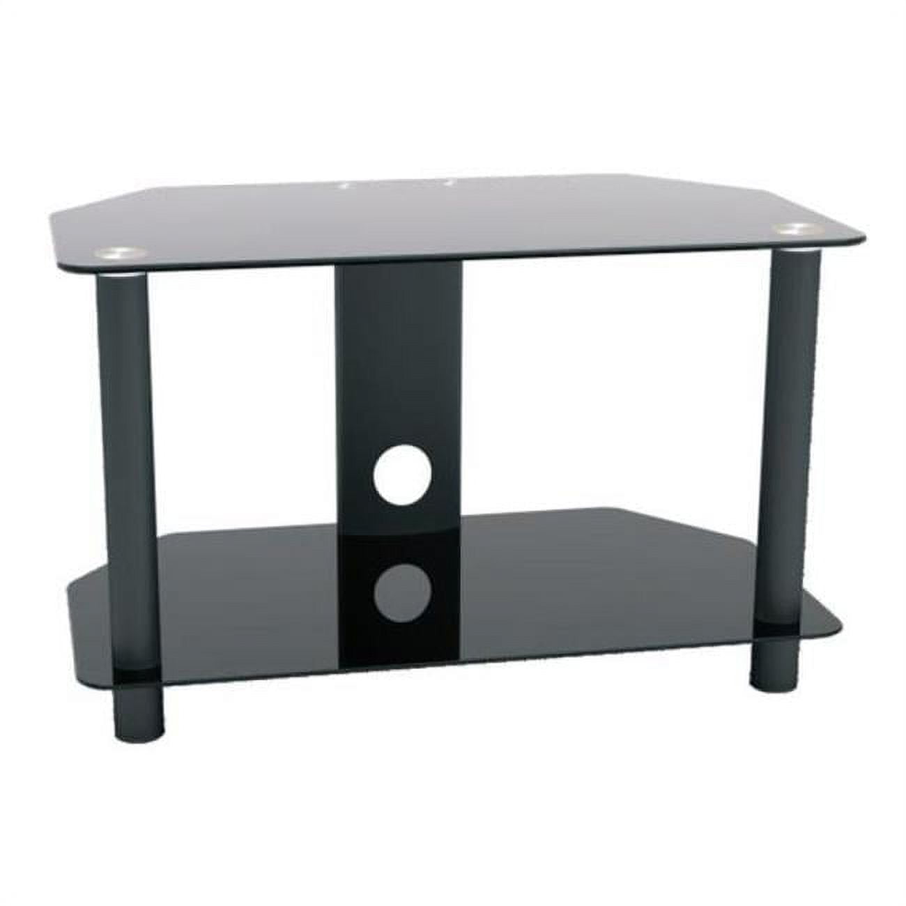 2 Shelf Glass & Metal TV Stand with Supports Flat Panel