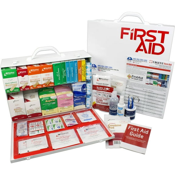 2 Shelf Industrial ANSI A+ First Aid Station with Door Pockets