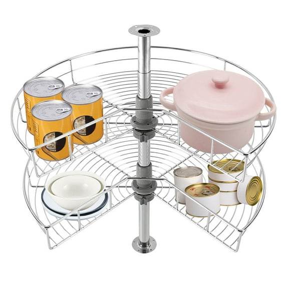 2-Shelf Kidney Shaped Kitchen Base Cabinet Corner Organizer for Kitchen Cabinet Blind Corner Storage Rack 24"
