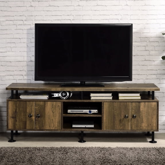 2 - Shelf TV Stand with Open Compartments | Stable Platform for 60 - inch TV in Living Room