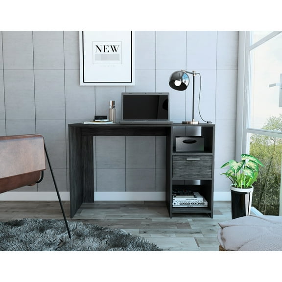 2 Shelves 1 Drawer Writing Desk In Oak - Transform Your Home Office Space Furniture Oak, Shelves,