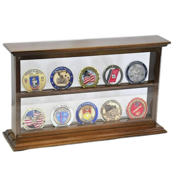 2 Shelves Military Challenge Coin Curio Stand Rack