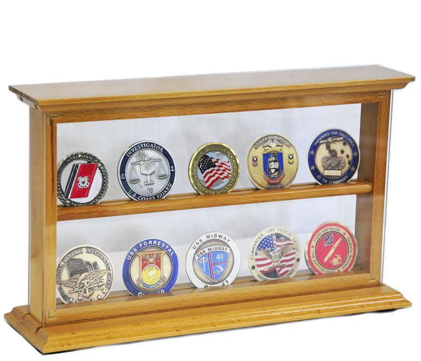 2 Shelves Military Challenge Coin Curio Stand Rack - Walmart.com