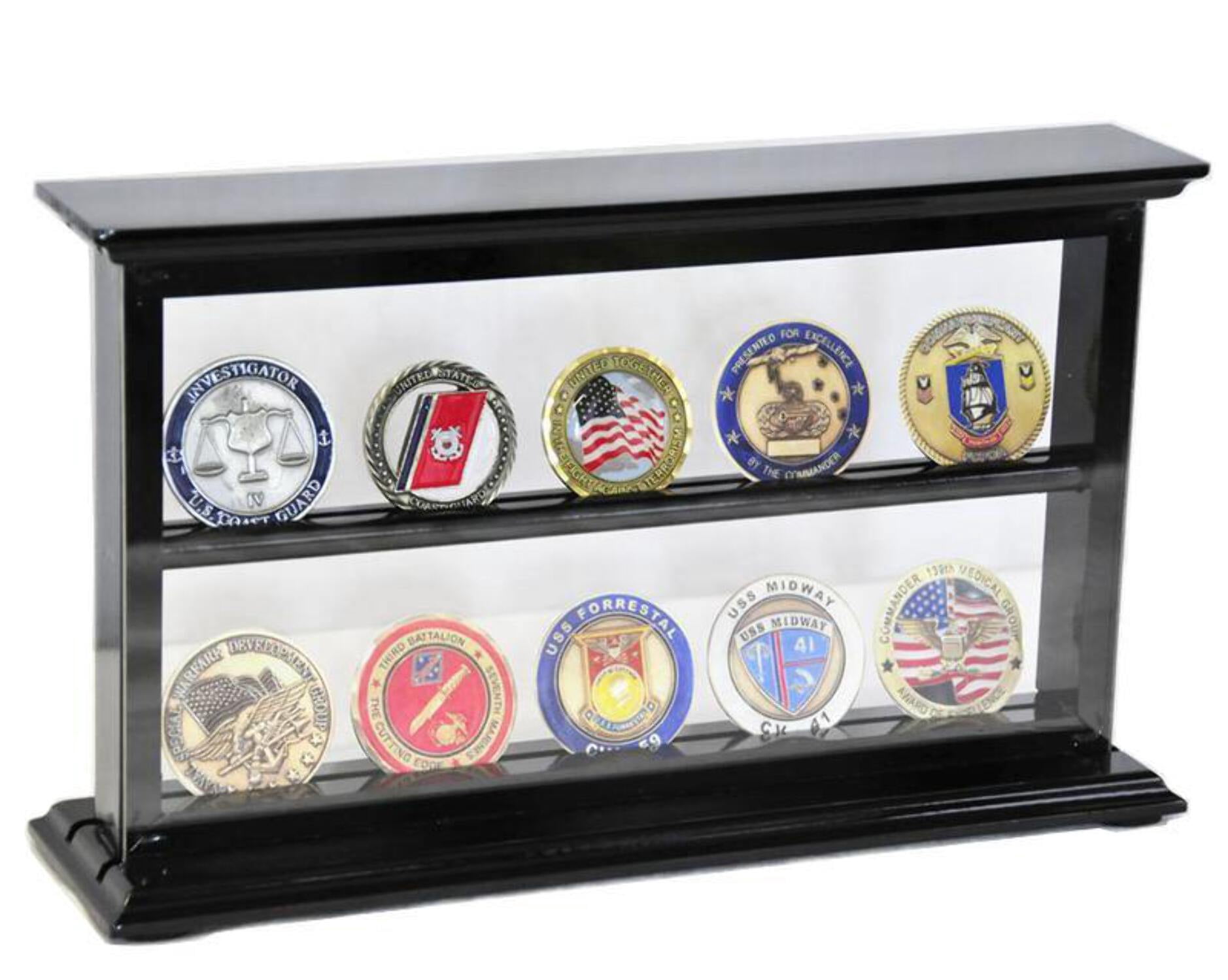 Walmart Collectibles 2-Shelf Military Challenge Coin Curio Stand Rack ...